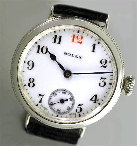 Rolex Sterling Silver Officers Trench Wristwatch, 1917 